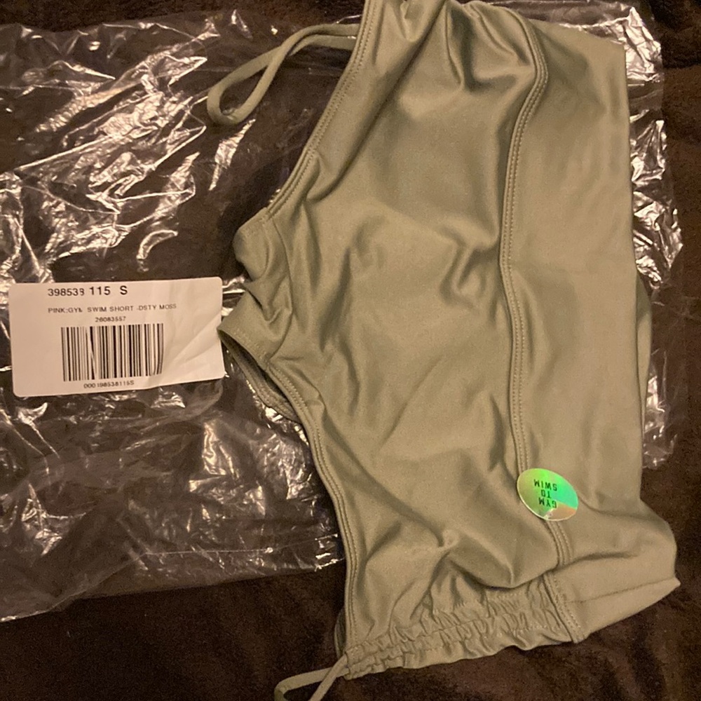 PINK VS swim to gym bottoms new! Small dusty moss in color